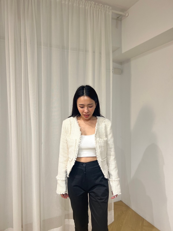 毛邊休閒大口袋小香外套